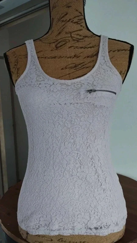 DĂ©bardeur dentelle rose Pimkie femme â Taille S â Effet dentelle & zip dĂ©coratif